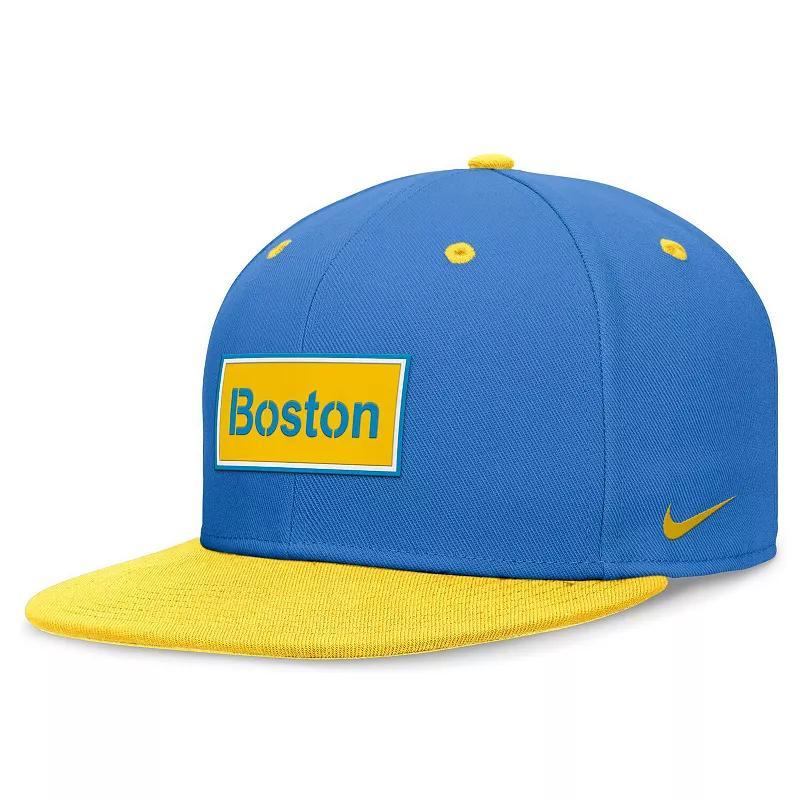 Men's Nike Light Blue/Gold Boston Red Sox City Connect True Fitted Hat, Size: 7 3/8 Product Image