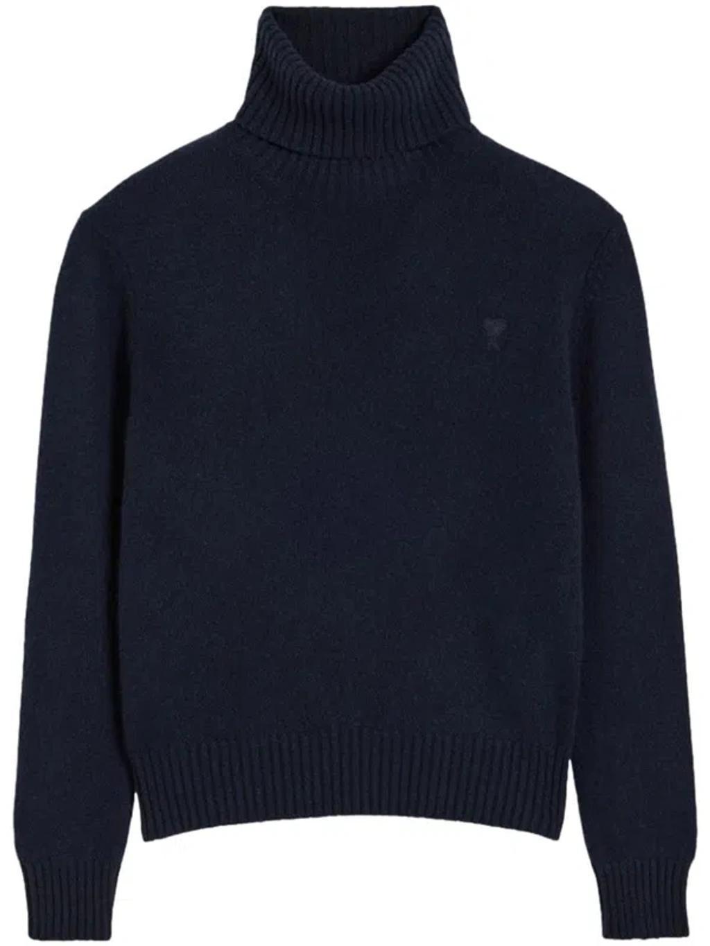 AMI ALEXANDRE MATTIUSSI Ami De Coeur Cashmere-wool Blend Jumper In Navy Blue product image