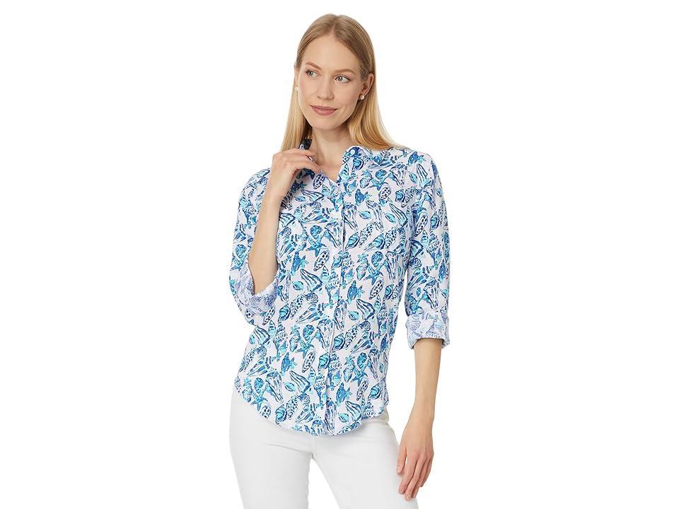 Lilly Pulitzer Sea View Button-Down (Resort White Shell Collector) Women's Clothing Product Image