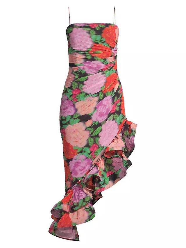 Jude Garden-Print Chiffon Asymmetric Dress Product Image