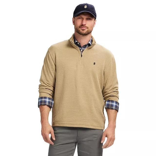 Mens IZOD 1/4-Zip Long Sleeve Sweatshirt Camel Grey Product Image