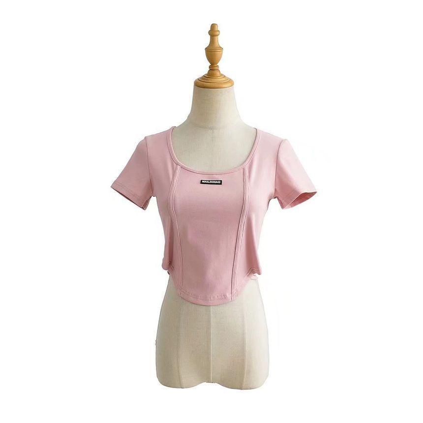 Short-Sleeve Label Cropped Top Product Image