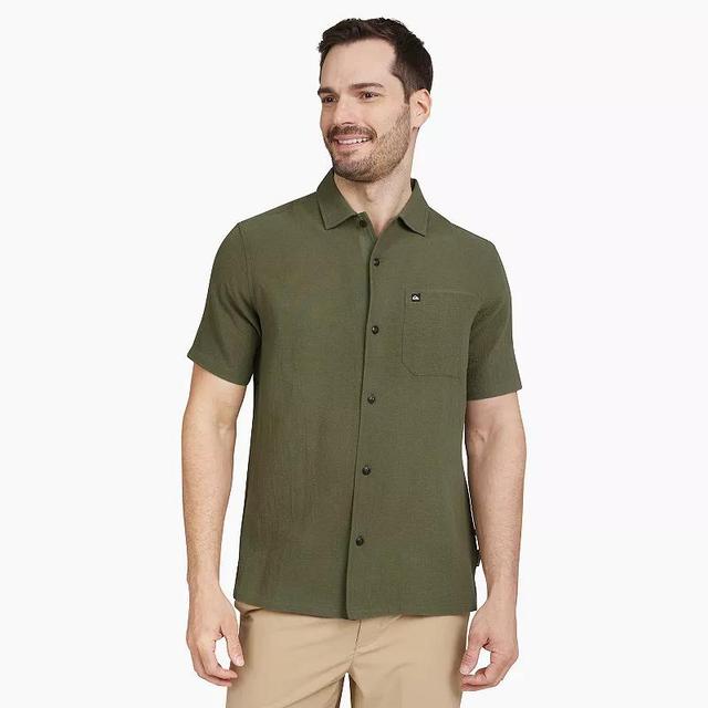 Mens Quiksilver Time Box Classic Short Sleeve Button Down Shirt Four Leaf Green Product Image