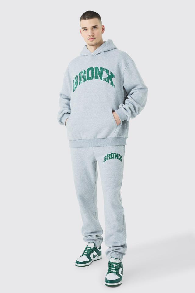 Tall Oversized Bronx Varsity Sweatshirt Tracksuit | boohooMAN USA Product Image