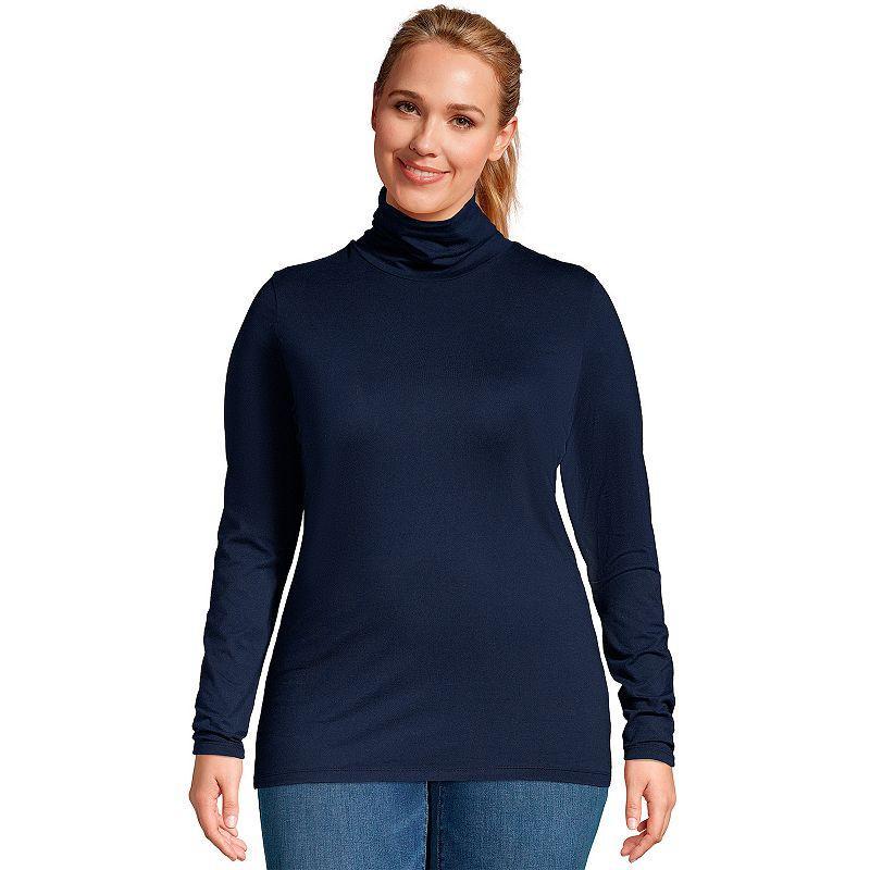 Plus Size Lands End Lightweight Fitted Long Sleeve Turtleneck, Womens Product Image