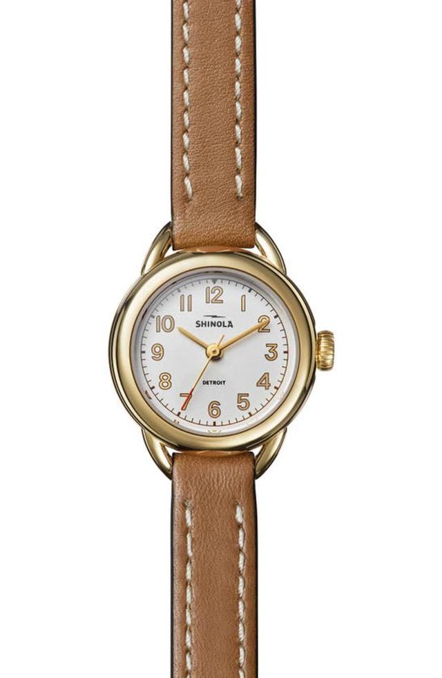 SHINOLA Runabout Leather Strap Watch, 25mm In Light Silver Product Image