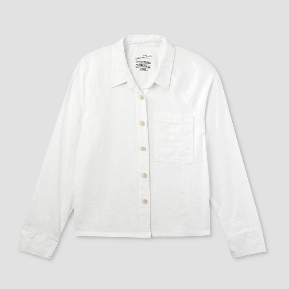 Womens Long Sleeve Adaptive Button-Down Shirt - Universal Thread White L Product Image