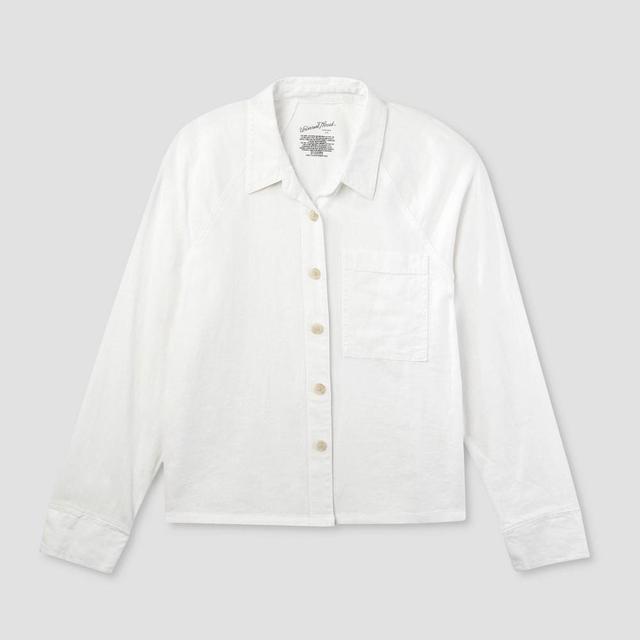 Womens Long Sleeve Adaptive Button-Down Shirt - Universal Thread White L Product Image