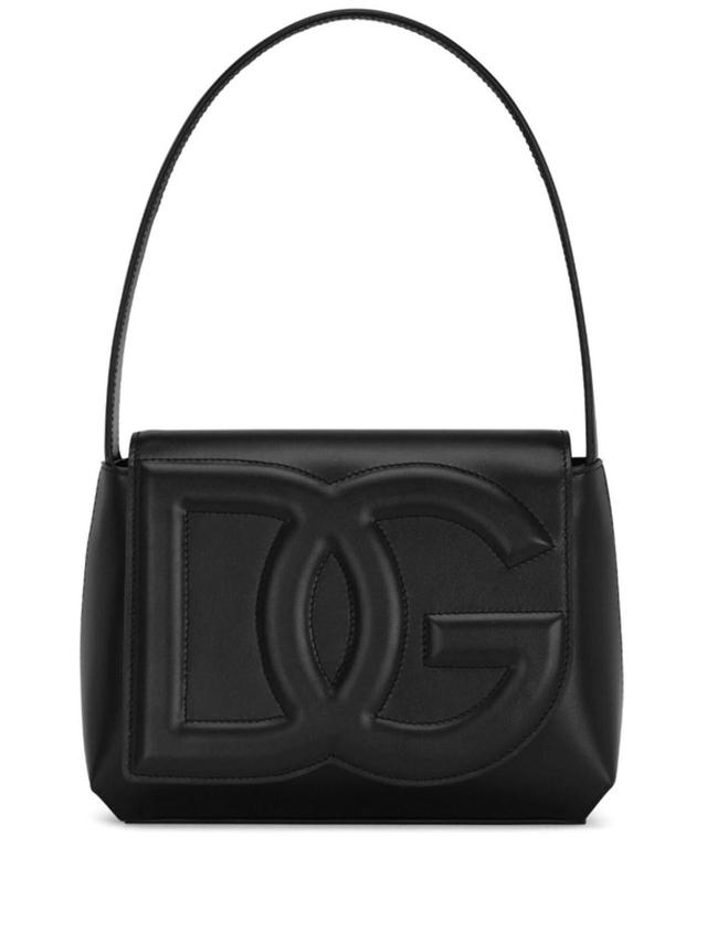 Logo-embossed Leather Shoulder Bag In Black Product Image