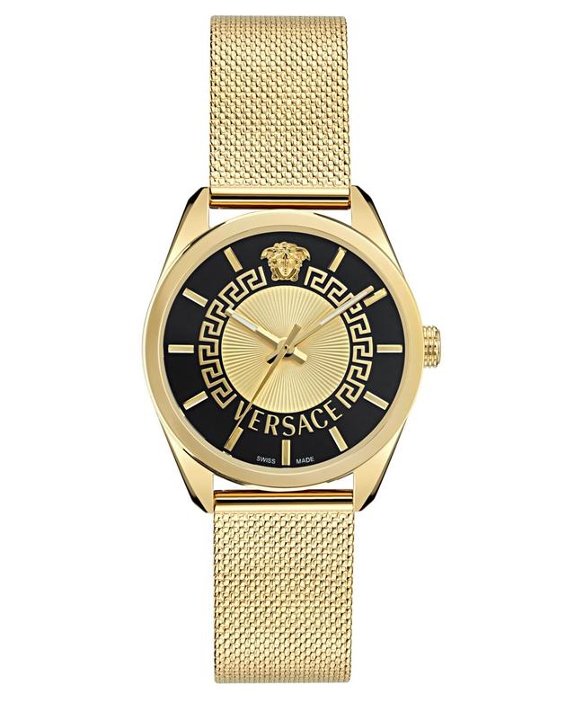 Versace Womens Swiss Gold Ion Plated Mesh Bracelet Watch 36mm - Gold Product Image