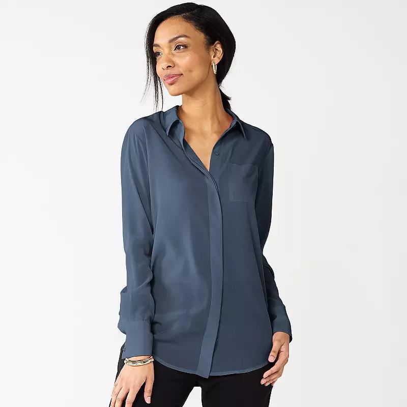 Petite Nine West Drapey Shirt, Womens Product Image