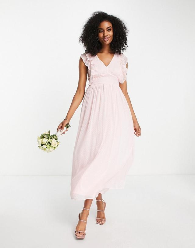 Vila Bridesmaid midi dress with frill detail Product Image