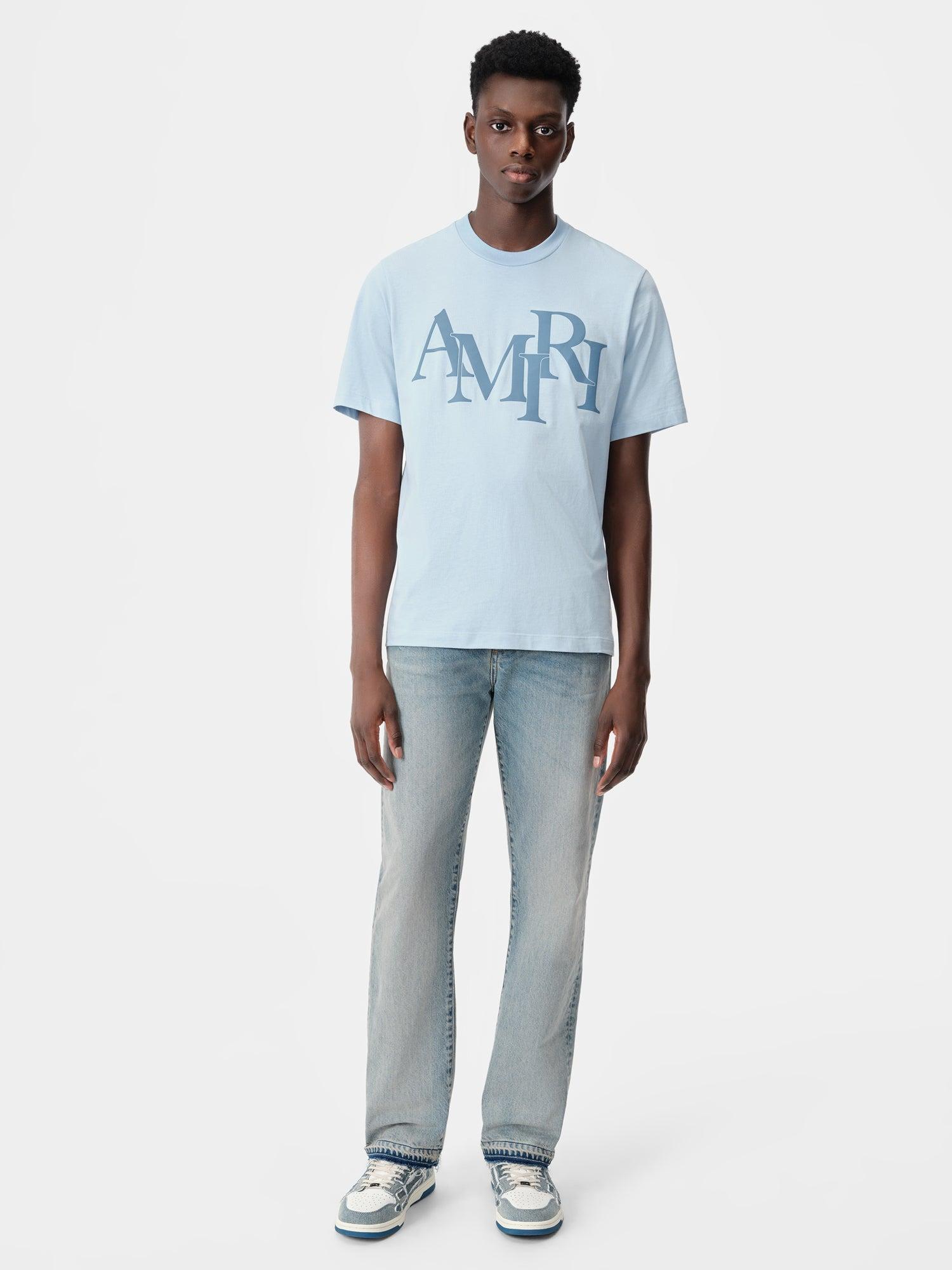 AMIRI STAGGERED TEE - Cerulean Male Product Image