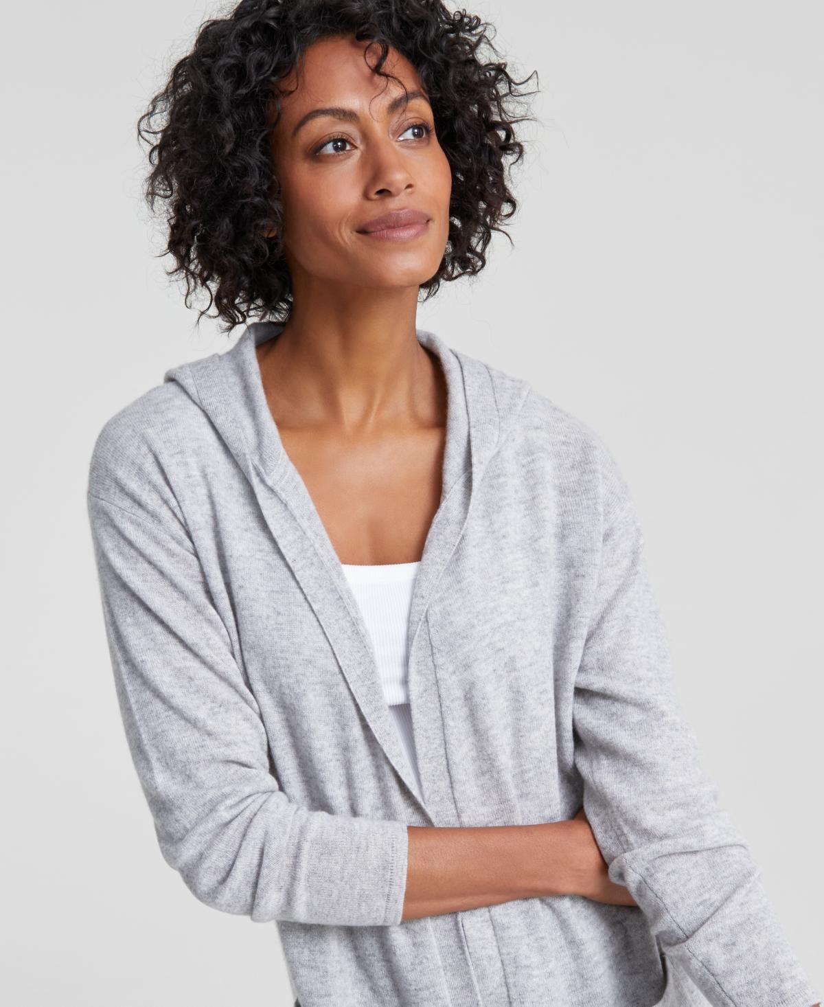 Charter Club Womens 100% Cashmere Open-Front Hoodie, Created for Macys Product Image