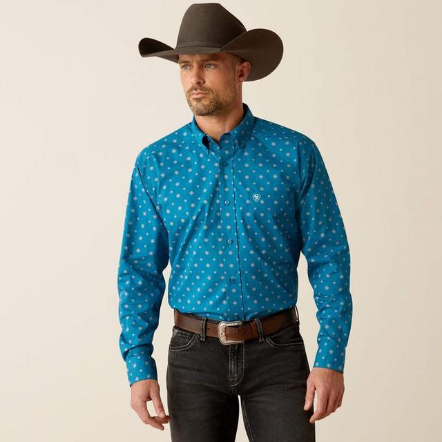 Ariat® Men's L/S Teal Print Paxton Classic Fit Button Shirt Product Image