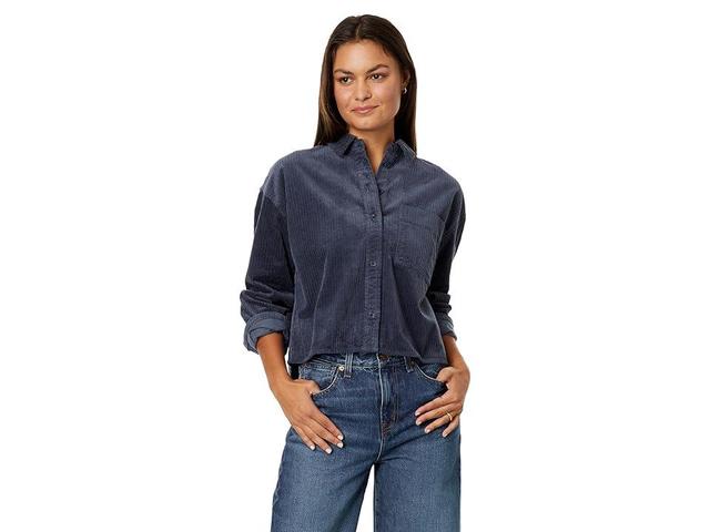 Madewell Variegated Corduroy Button-Up Shirt (Nighttime) Women's Clothing Product Image