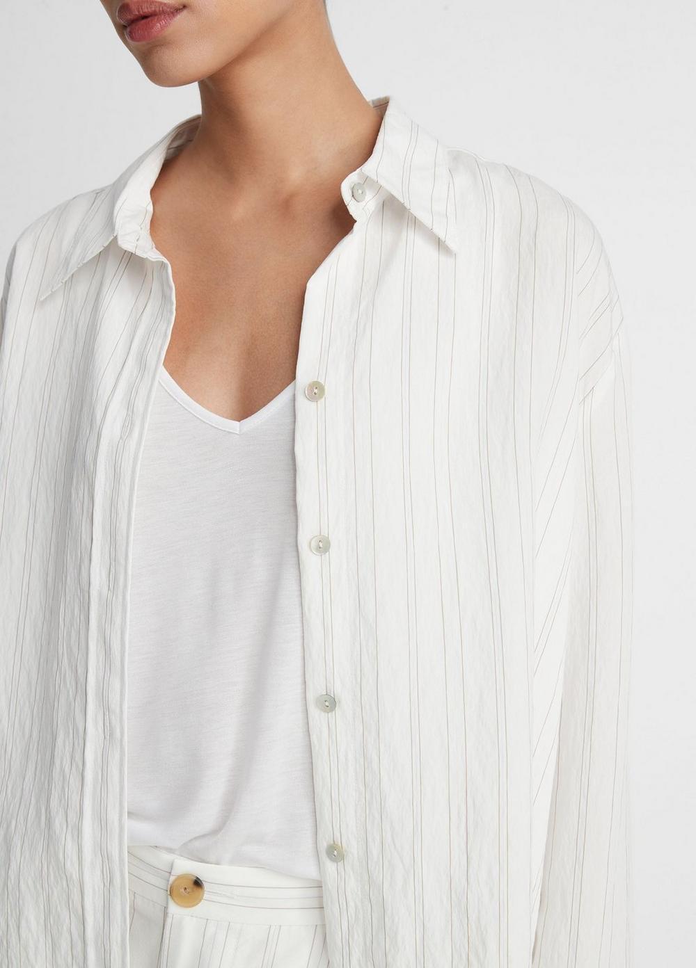 Striped Boxy Cropped Shirt Product Image