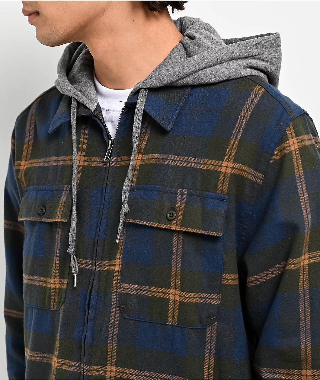 Empyre Chancer Blue & Yellow Hooded Flannel Shirt Product Image