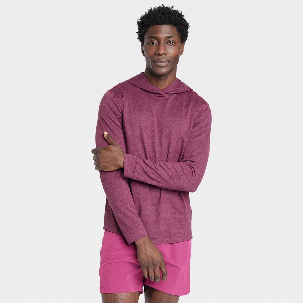 Mens Soft Stretch Hooded Long Sleeve Top - All In Motion Berry Purple M Product Image