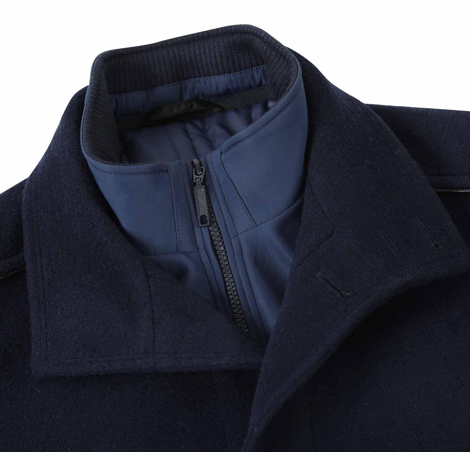 English Laundry Navy Slim Fit Wool Blend Short Coat with Detachable Full Zipper Product Image