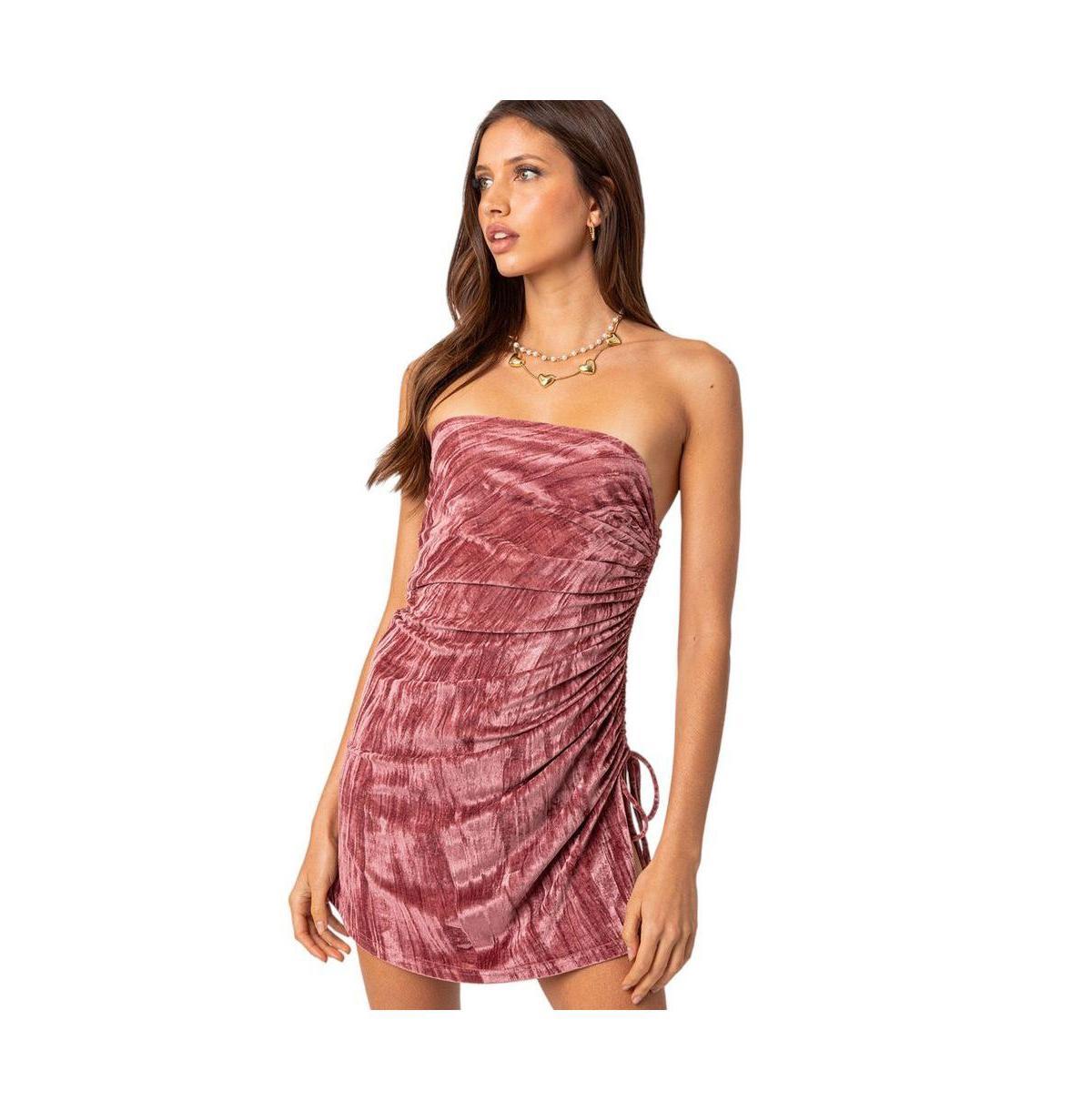 Women's Crushed velvet drawstring mini dress Product Image