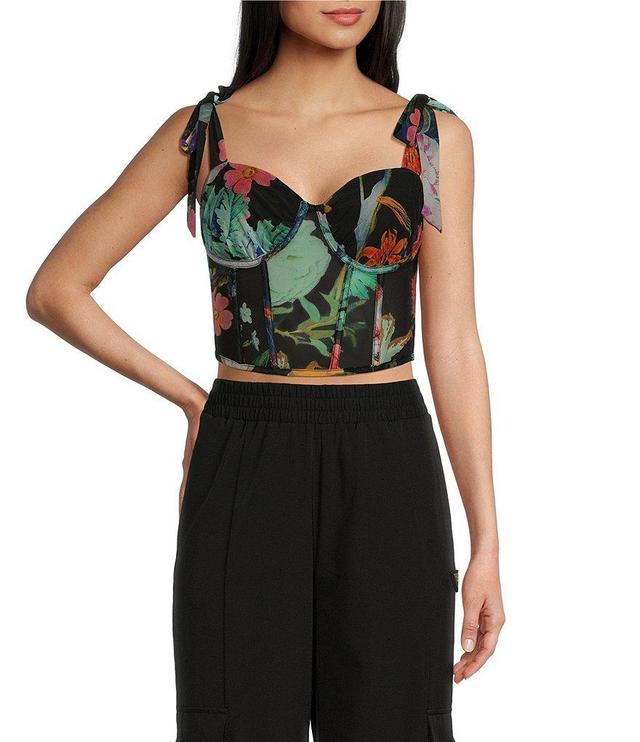 Guess Margot Sleeveless Printed Mesh Corset Top Product Image