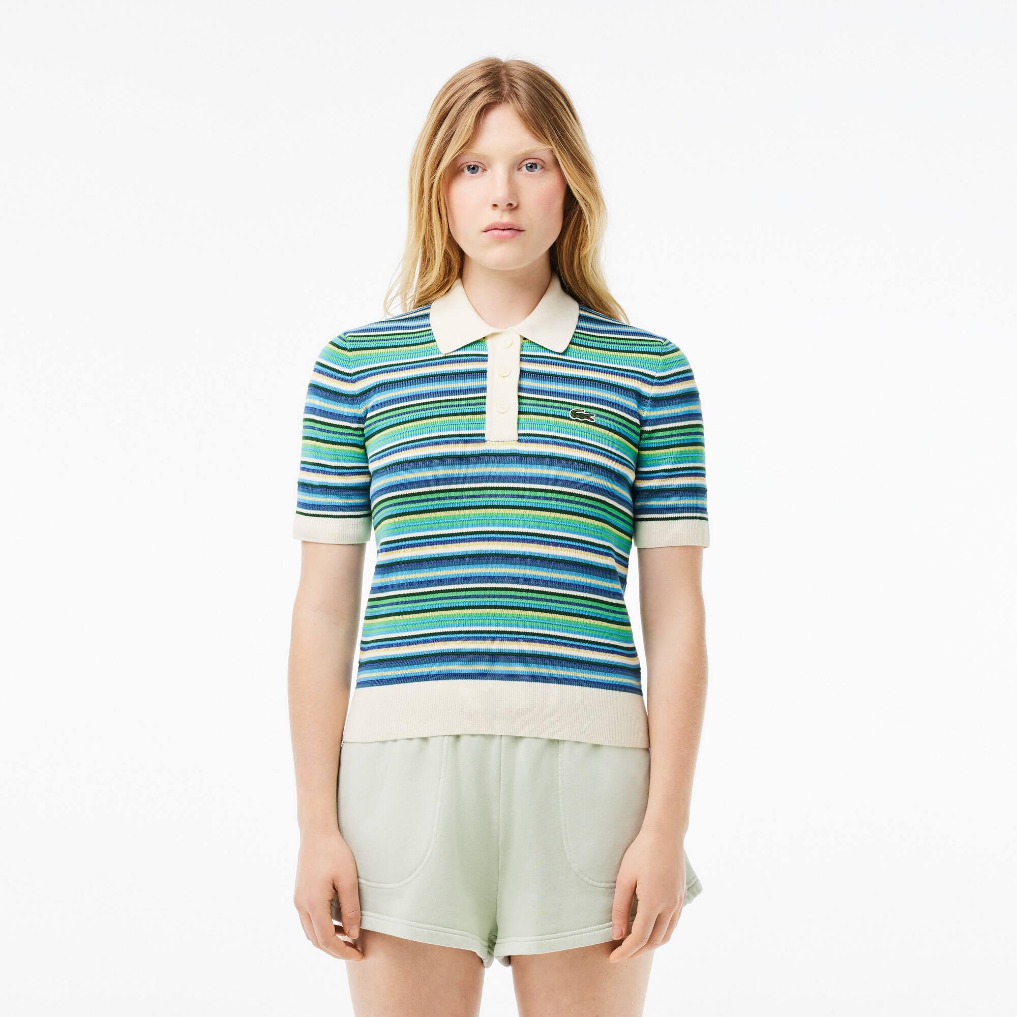 Striped Cotton Jacquard Polo Shirt Product Image