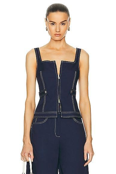 SIMKHAI Dolce Zip Up Top in Navy Product Image