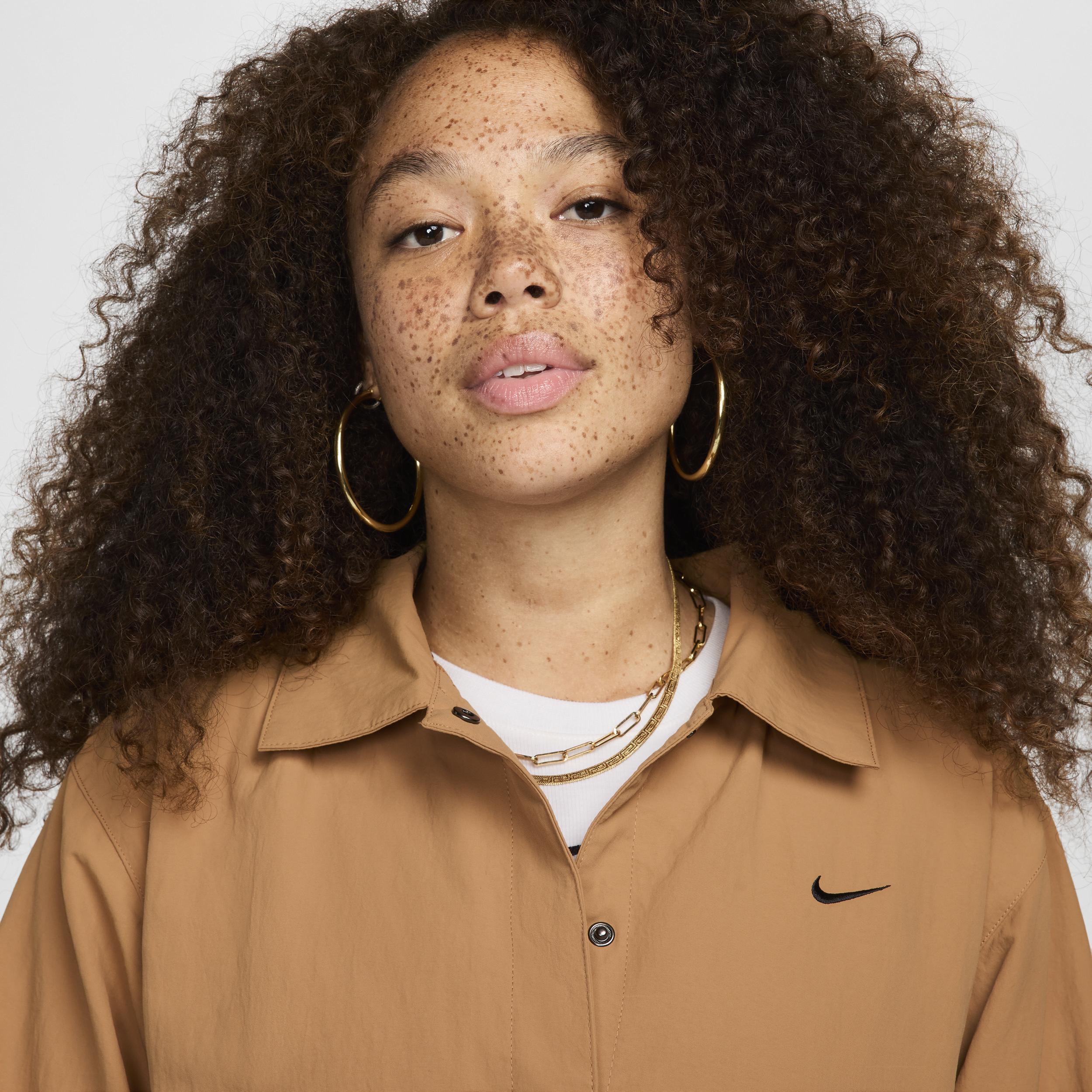 Nike Womens Nike NSW Essentials Woven UV Coaches Jacket - Womens Flax/Black Product Image