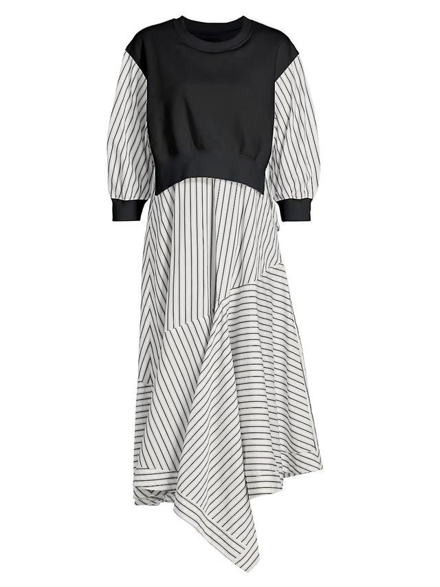 Womens Striped Sweatshirt Combo Midi-Dress Product Image