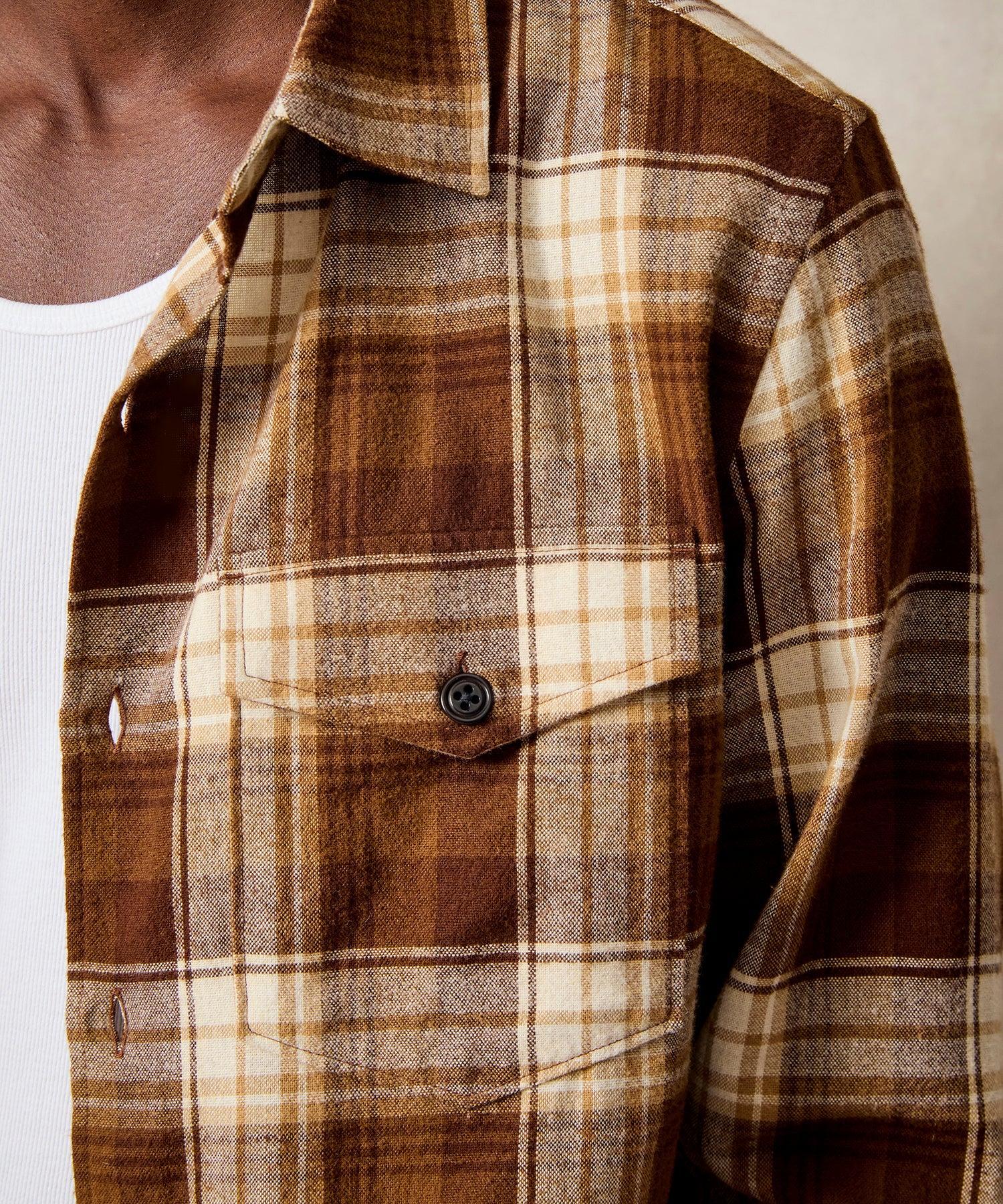 Peached Cotton Lodge Shirt in Brown Plaid Product Image