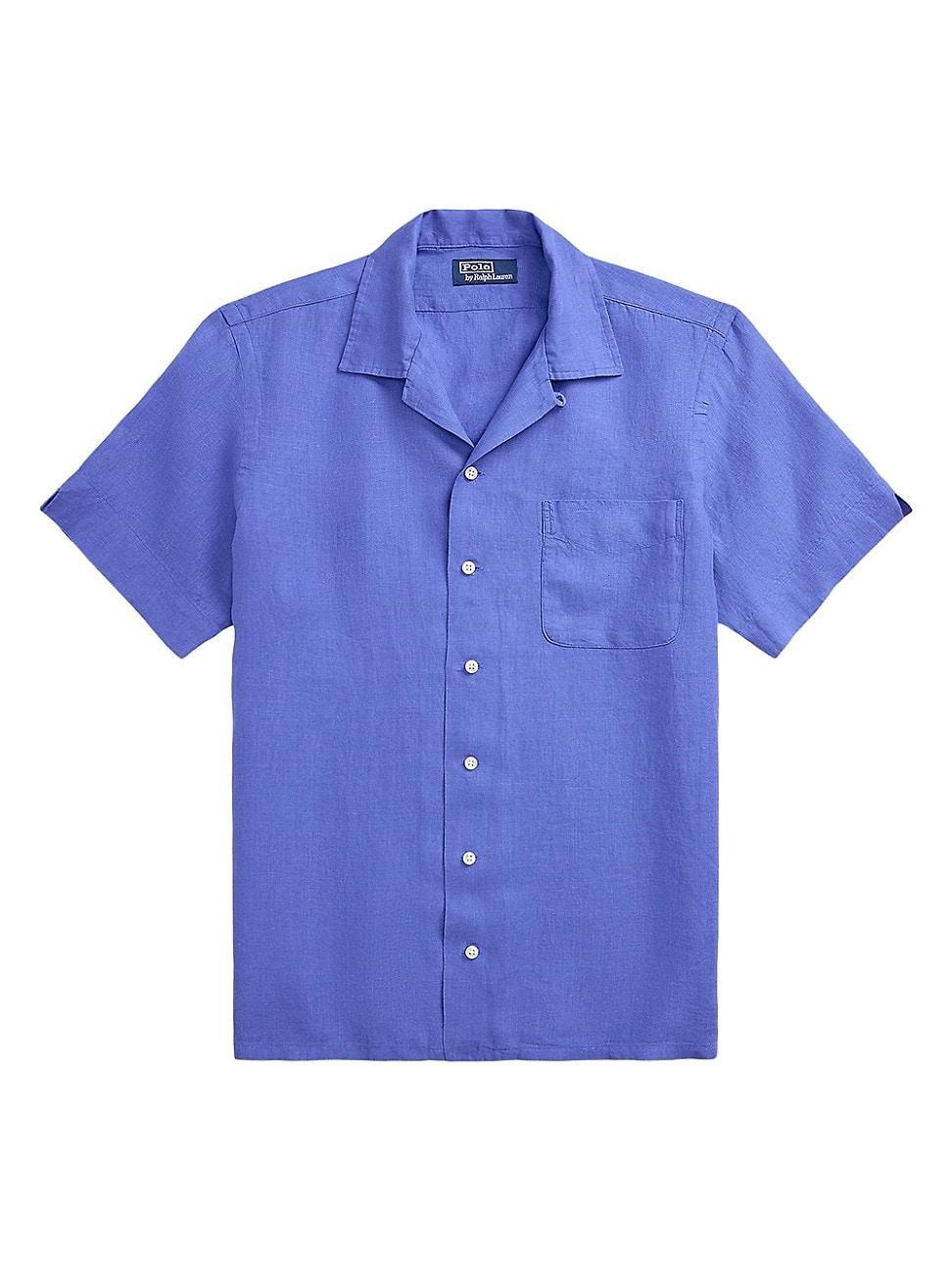 Mens Linen Button-Front Camp Shirt Product Image