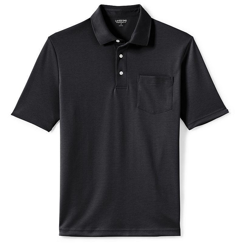 Mens Lands End Super Soft Supima Pocket Polo Dark Blue Product Image