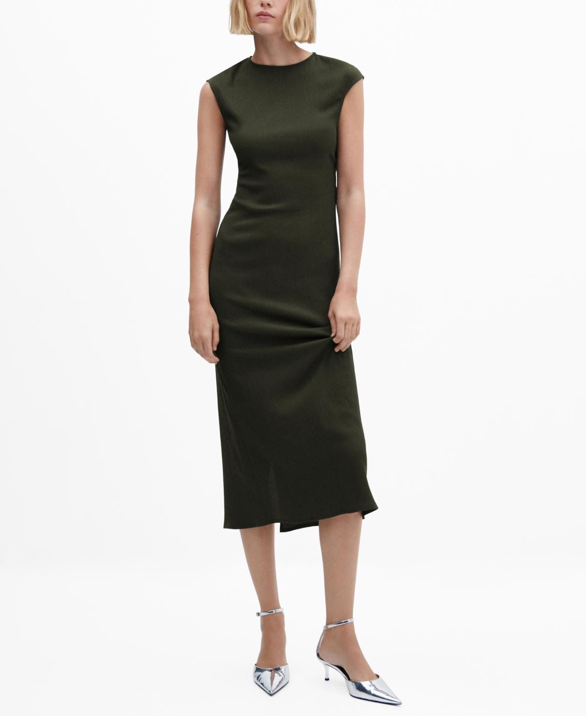 MANGO Back Cutout Textured Midi Dress Product Image