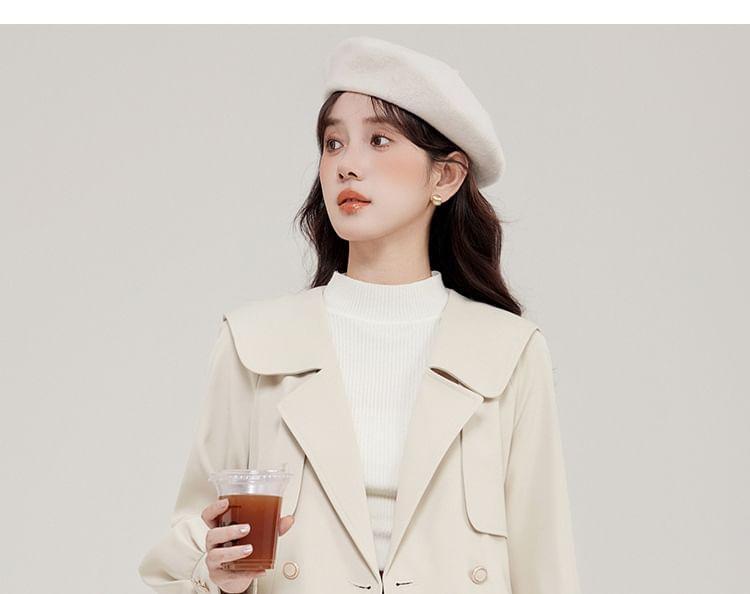 Plain Double-Breasted Trench Coat Product Image