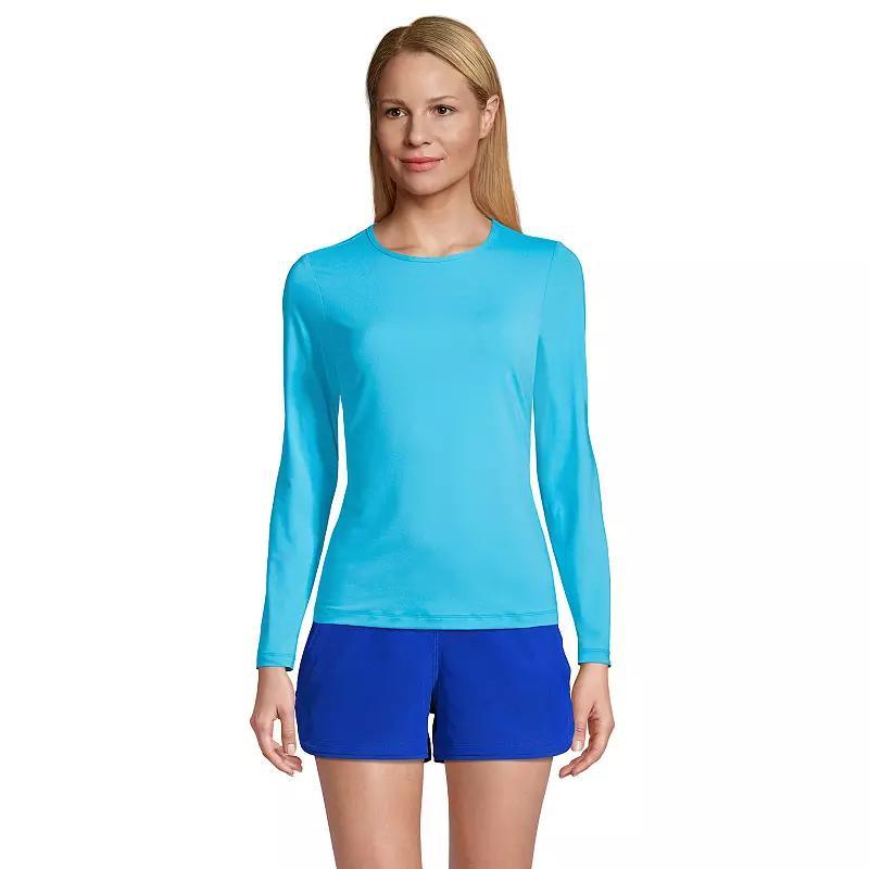 Womens Lands End UPF 50 Long Sleeve Rash Guard Deep Blue Product Image