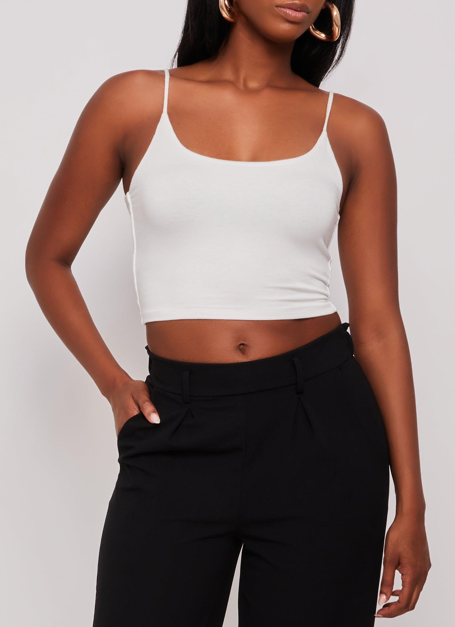 Womens Double Lined Scoop Neck Cropped Cami Product Image