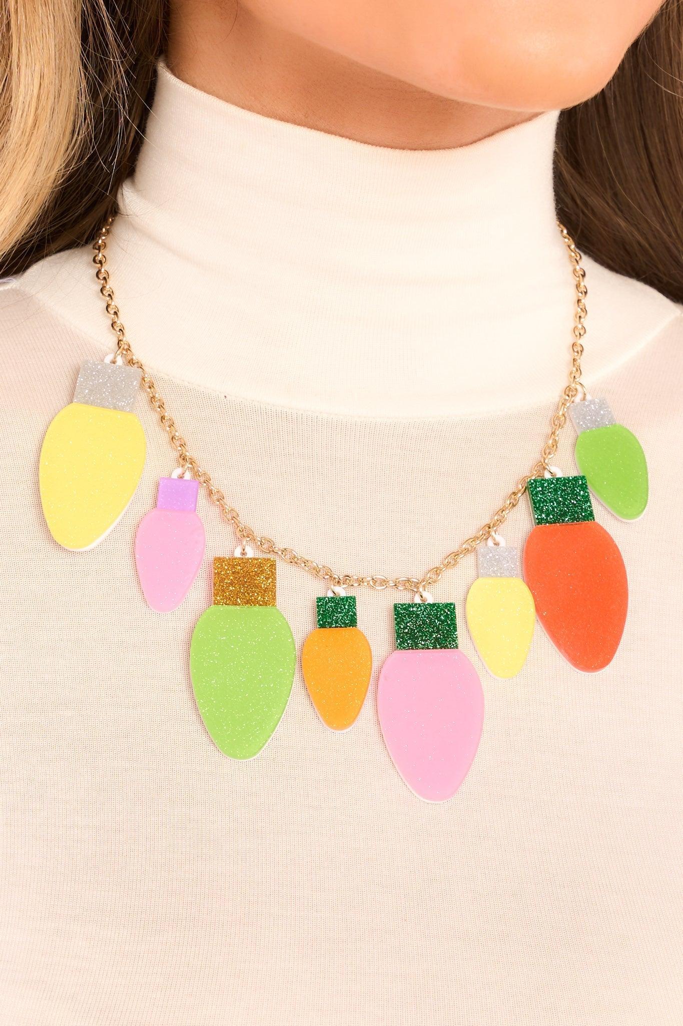 Festive Glow Gold Multi Necklace Product Image