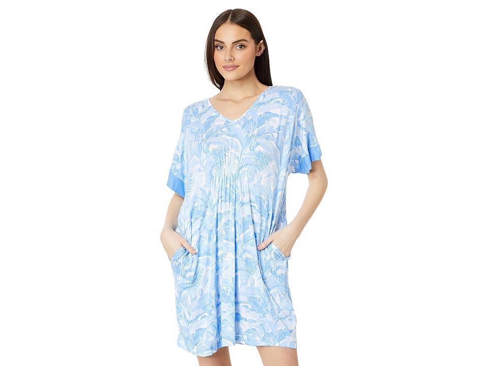 Tommy Bahama Short Sleeve Caftan White Palm) Women's Pajama Product Image