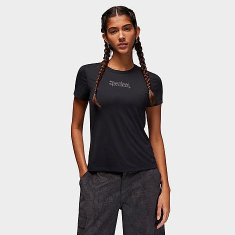 Jordan Womens Jordan Slim Graphic Short Sleeve T-Shirt - Womens Black/Smoke Gray Product Image