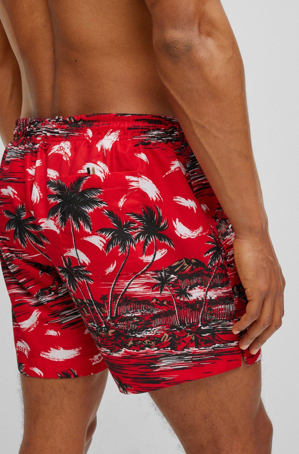 Seasonal-print swim shorts in quick-drying fabric Product Image