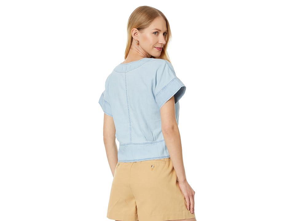 Madewell Denim Pleated Short-Sleeve Top in Doral Wash (Doral Wash) Women's Clothing Product Image