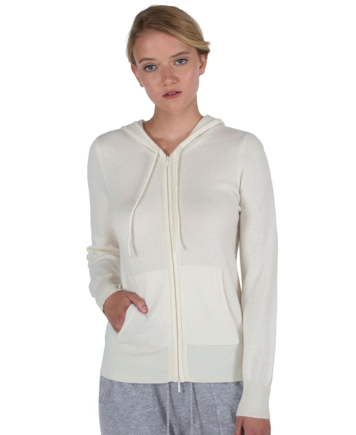 Jennie Liu Womens 100% Pure Cashmere Long Sleeve Zip Hoodie Cardigan Sweater Product Image