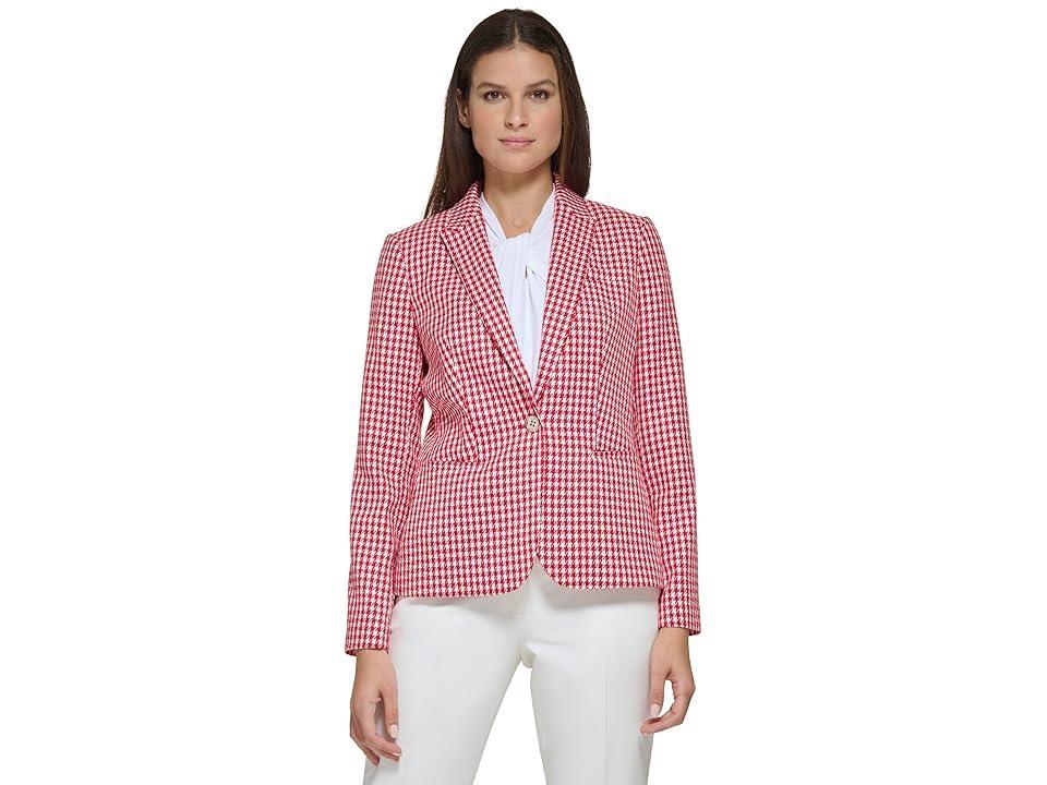 Tommy Hilfiger Houndstooth Blazer (Scarlet/Ivory) Women's Clothing Product Image