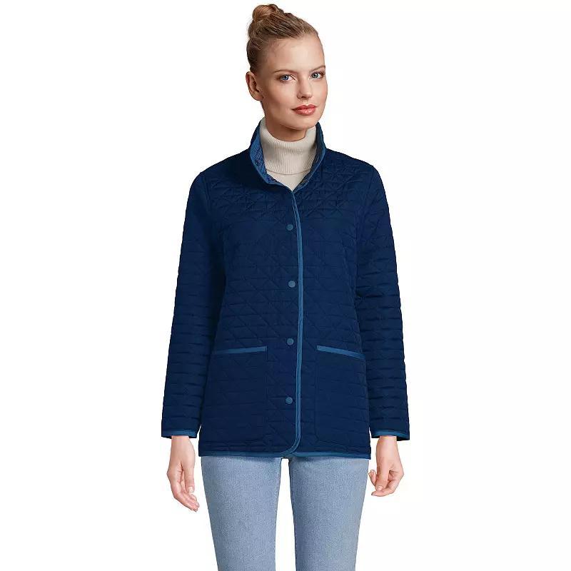 Womens Lands End Insulated Reversible Barn Jacket Blue Product Image