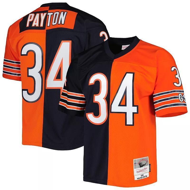 Mens Mitchell & Ness Walter Payton Navy and Orange Chicago Bears 1985 Split Legacy Replica Jersey - Navy, Orange Product Image