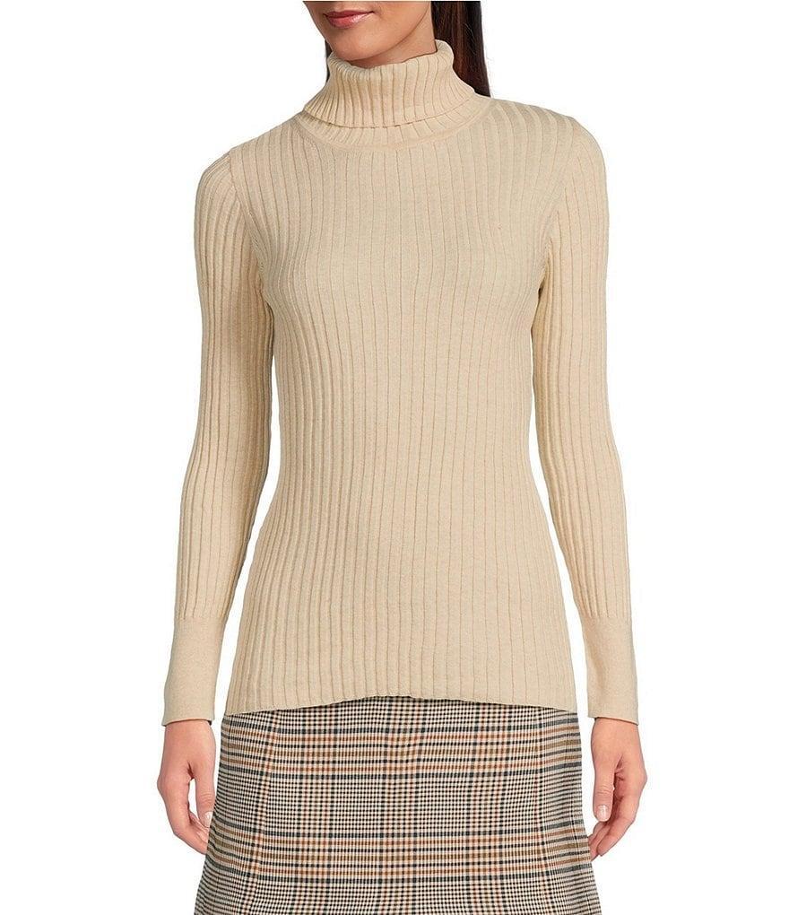 tyler boe Cashmere Blend Ribbed Knit Turtleneck Long Sleeve Sweater product image