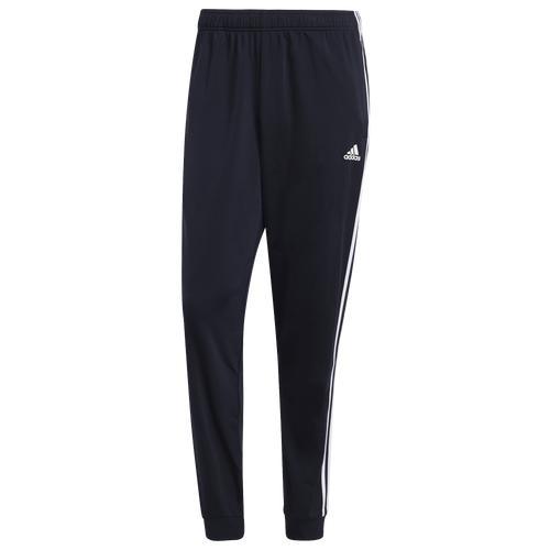 adidas Mens Essentials Warm-Up Tapered 3-Stripes Track Pants - Black/Black Product Image