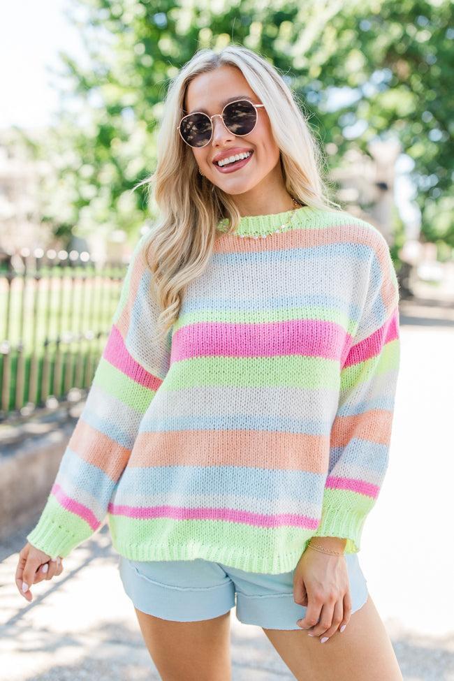 Doing My Best Multi Stripe Crew Neck Sweater Product Image