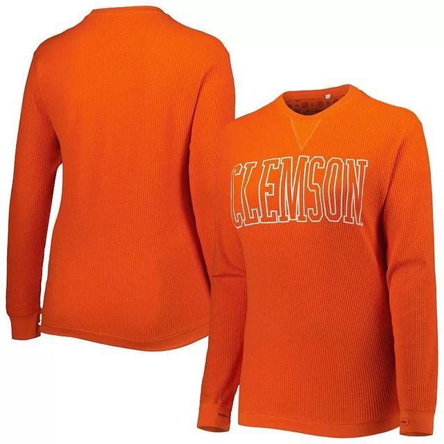 Womens Pressbox Orange Clemson Tigers Surf Plus Size Southlawn Waffle-Knit Thermal Tri-Blend Long Sleeve T-Shirt Product Image